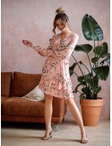 Airy dress with a floral powder print FG637 - Online store - Boutique